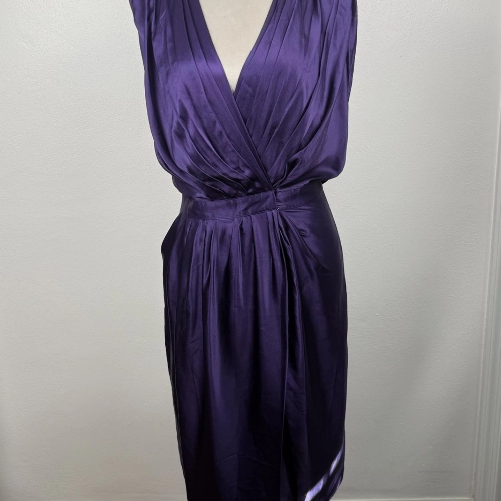 Reem Acra Deep Purple knee length silk Dress